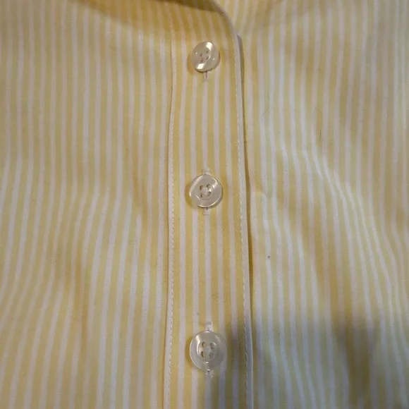Chico's Striped Butter Yellow Button Down Shirt Sz 2 - Picture 7 of 11